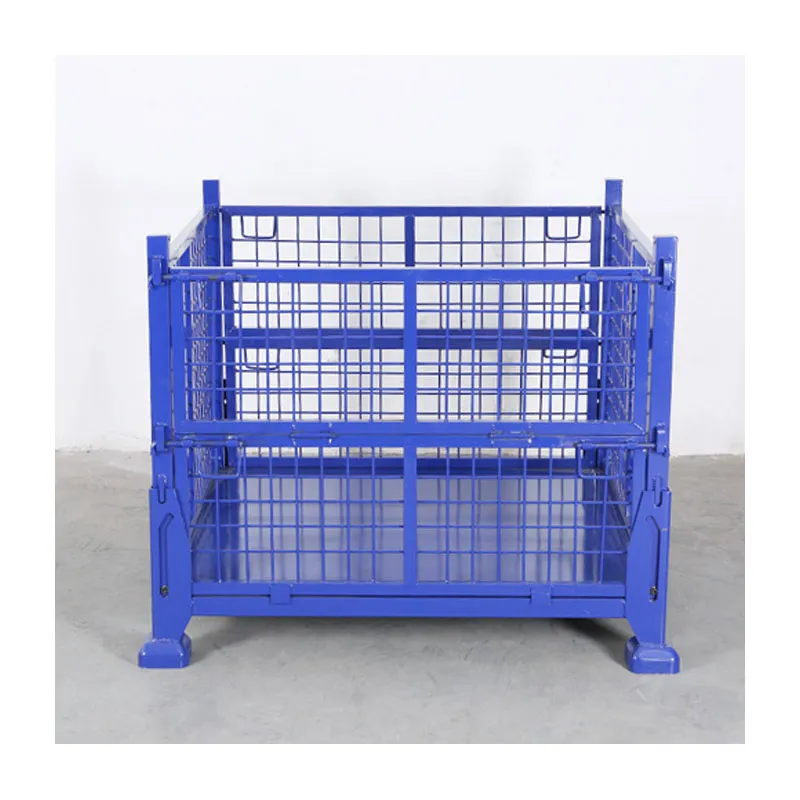metal Wire mesh box auto parts warehouse storage collapsible stillage cage