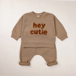 High Quality Baby Clothes Set Hoodies Fabric Long Sleeve Chest Print Rainbow Kids Toddler Clothes Tracksuit