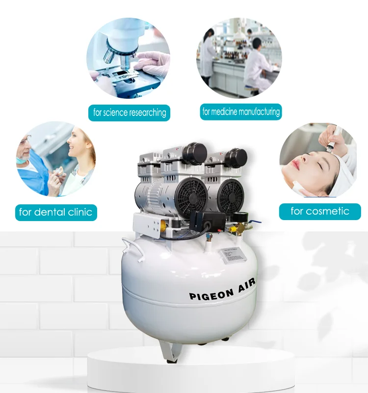 PN-FA65 1680W 2.3HP tank 65L mini quiet oil free silent dental air compressor