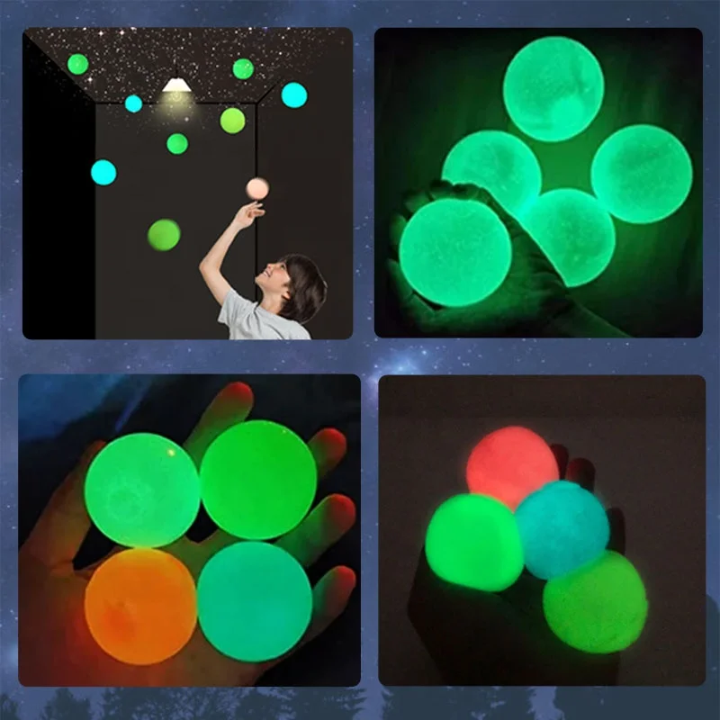 Luminescent Stress Relief Ball Glow in the Dark Ceiling Sticky Balls For Kids
