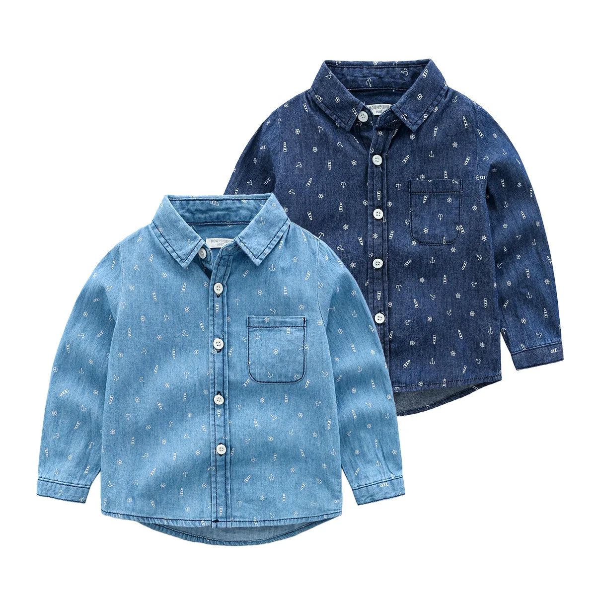
2020 Autumn casual fashion printed loose denim shirt boy autumn clothes 
