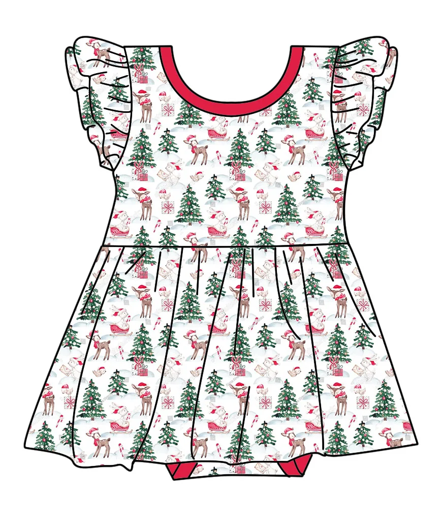 Популярные весенние Рождественские елки с рисунком 95% бамбука 5% спандекс быстросохнущие детские комбинезоны на молнии