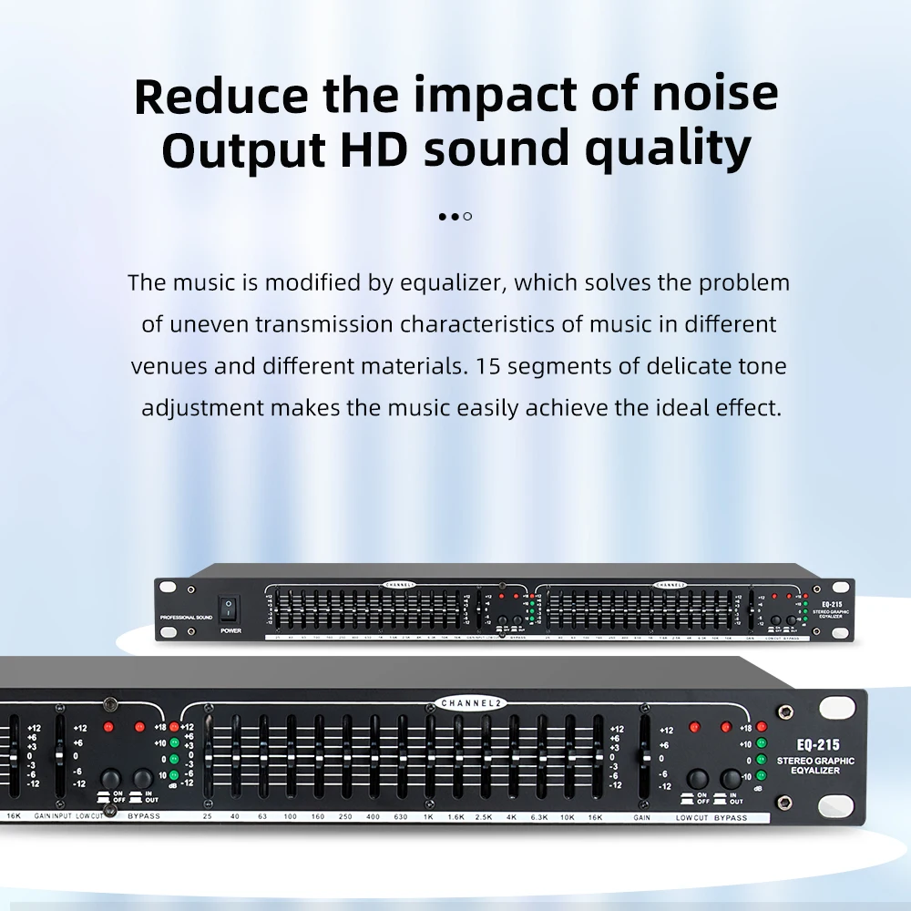 COKYIS Professional EQ-215 Audio Equalizer Dual Channel 15 Band Equalizer EQ Power for dj equipment professional sound