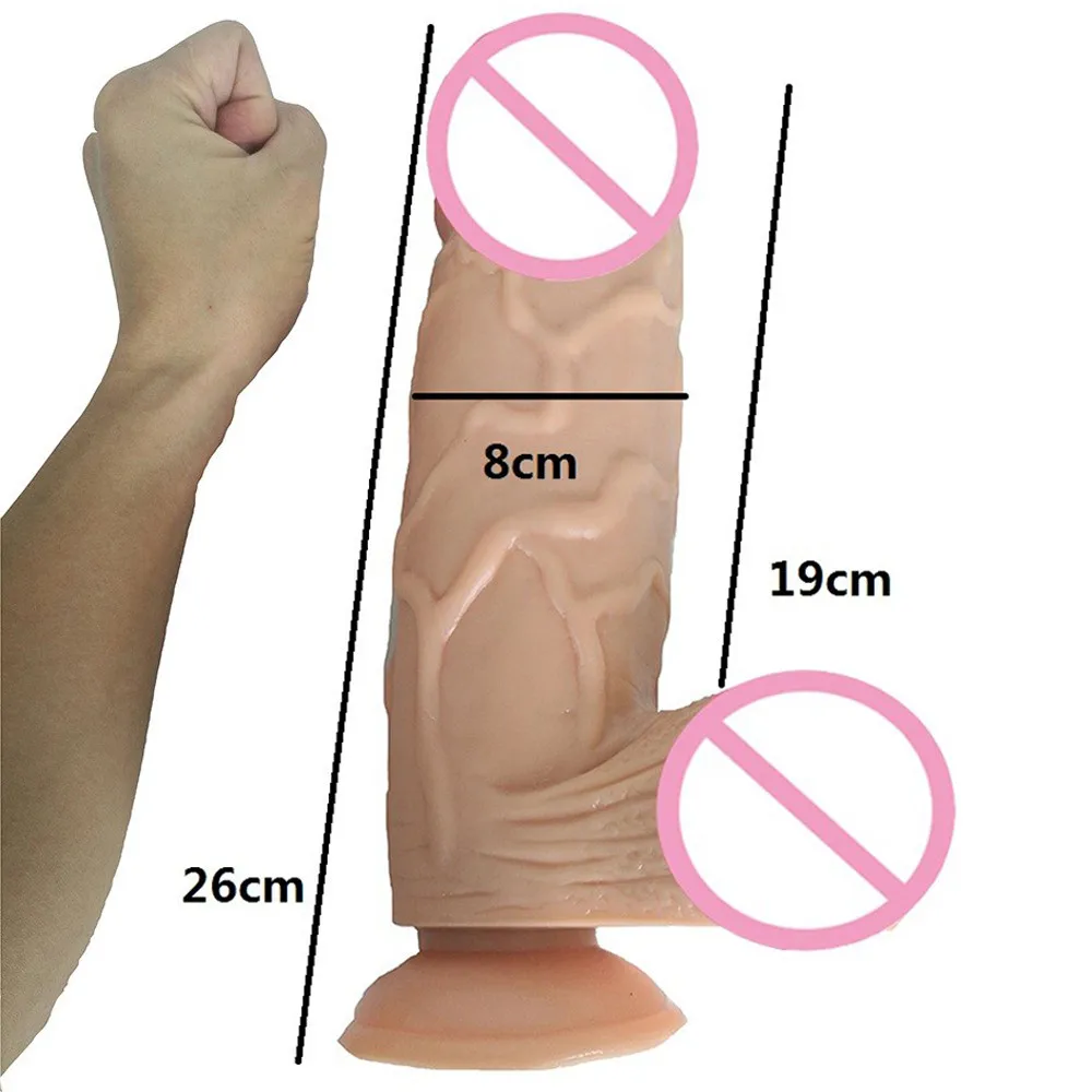 Super Big Cock Realistic Thick Dildo Flesh Penis Large Female Sex Product 24 * 7cm Huge Dick With Suction Cup
