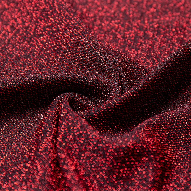 Stretch custom shiny glitter polyester spandex lurex knitted metallic knit swimwear fabric metallic lurex fabric fabric lurex