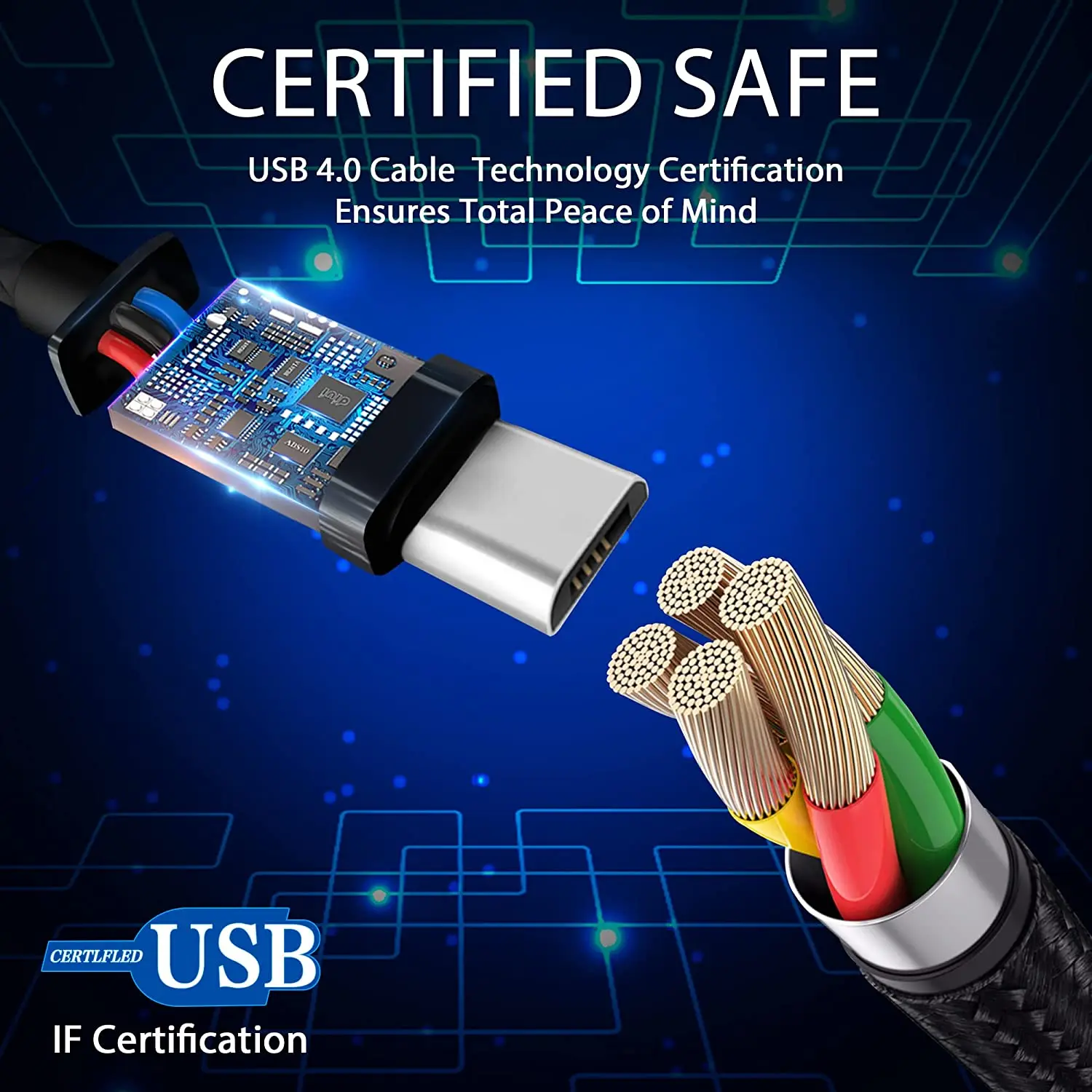 USB4.0 C Type Cable Compatible with Macbook Pro usb4 Thunderbolt 3 to Thunderbolt3 Video 40Gbps 5A 100W PD Fast Charging cable