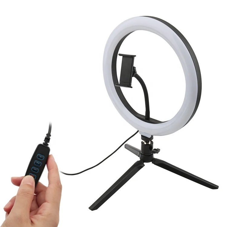 Отличная Roc anillo de luz led отрегулировать держатель телефона 10 дюймов 26 см селфи фотография свет кольцо make up Настольный кольцевой светильник на