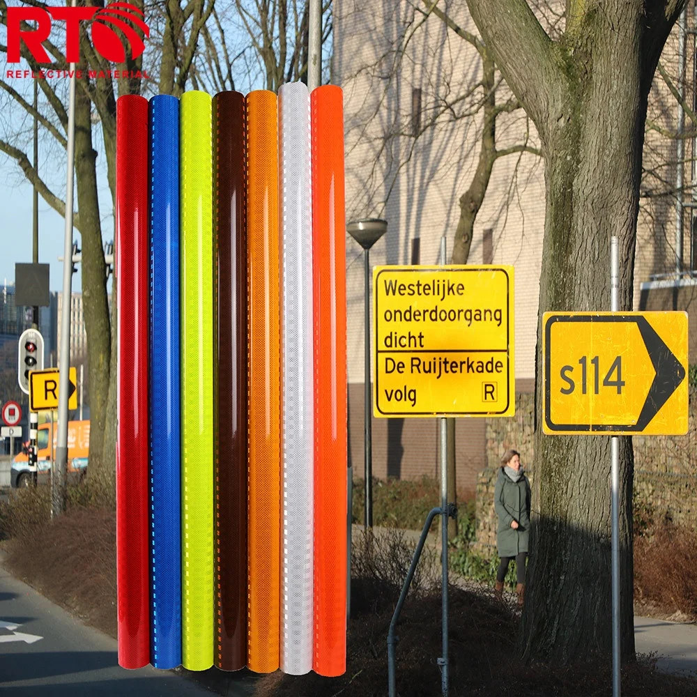 High Visibility Road Way Safety Vinyl Prismatic EGP Yellow Latex Sheeting Reflective Vinyl Roll
