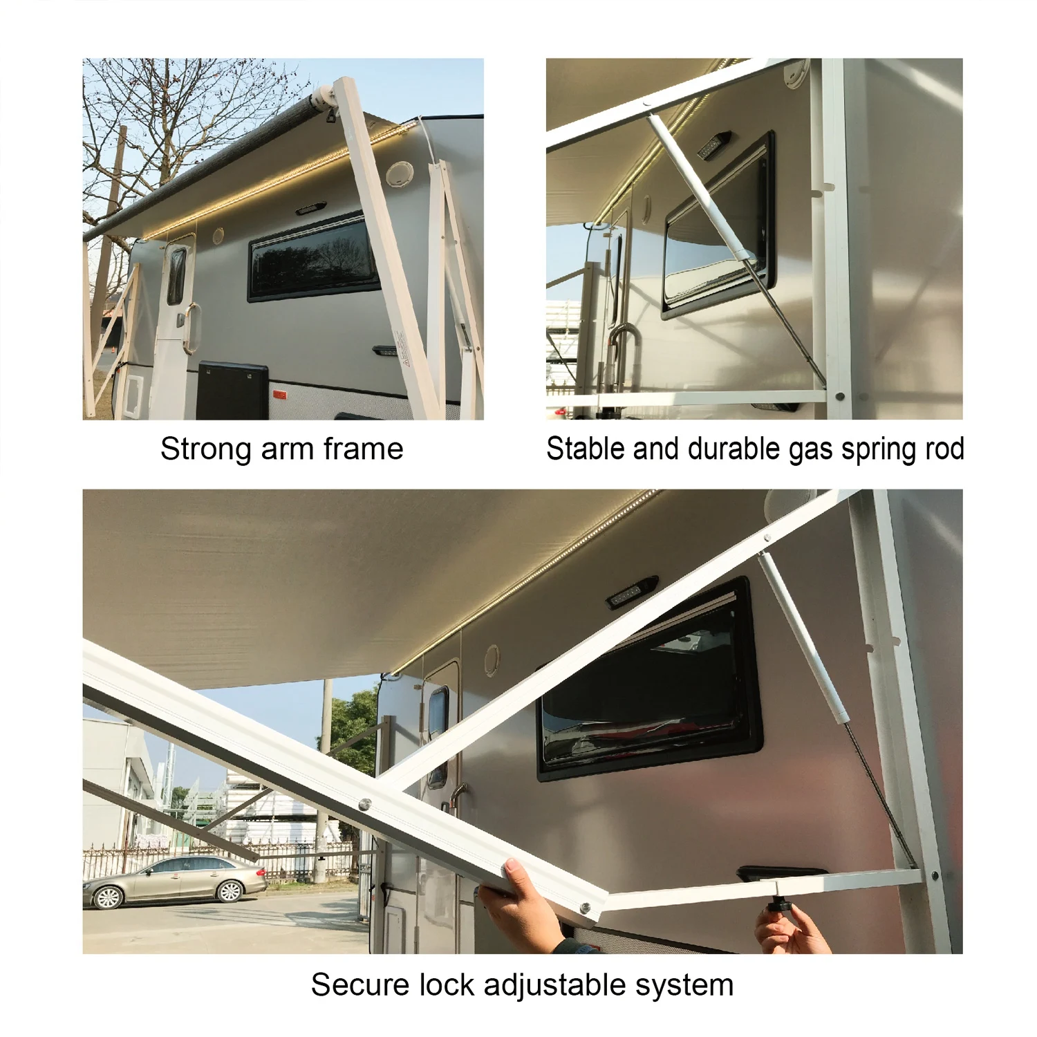 Awnlux Electric Patio Smart Arm White Expandable 12V Power 8Ft Rv Awning Assembly