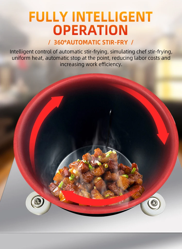 Commercial Automatic Cooking Machine Kitchen Pot Rotate Drum Stir Fry Electric Robot Fryer Chef Automatic Wok
