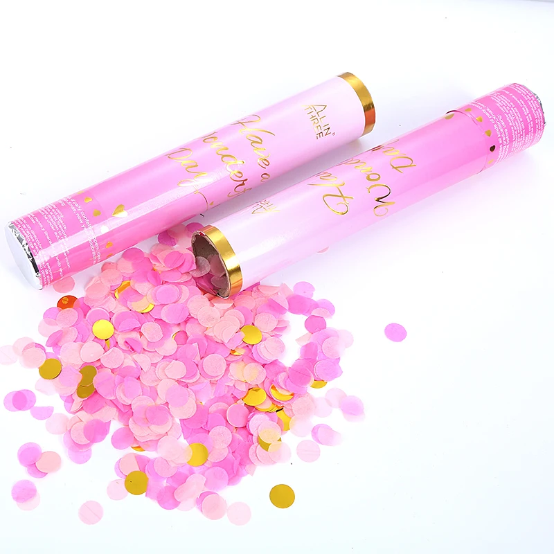 2022 New Design Pink Disposable Cylinder Confetti Cannon For Celebration Party
