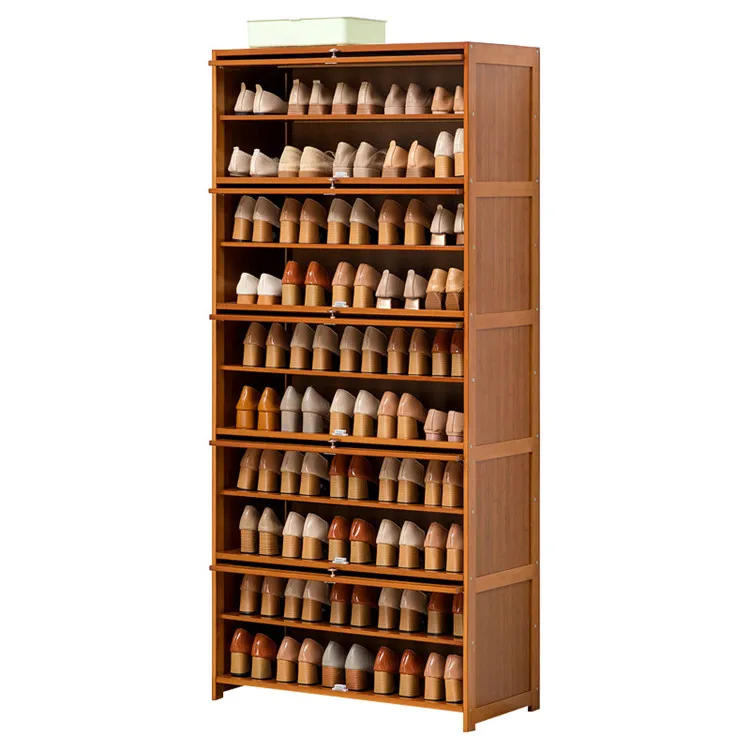 Shoe cabinet storage rack modern door with large capacity, simple and space-saving ultra-thin solid wood balcony dump bucket