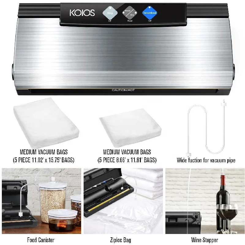 KOIOS 10 Sealing Bags Vacuum Sealer Packing Machine Food Vacuum Sealer With Up To 40 Consecutive Seals Dry Moist Modes