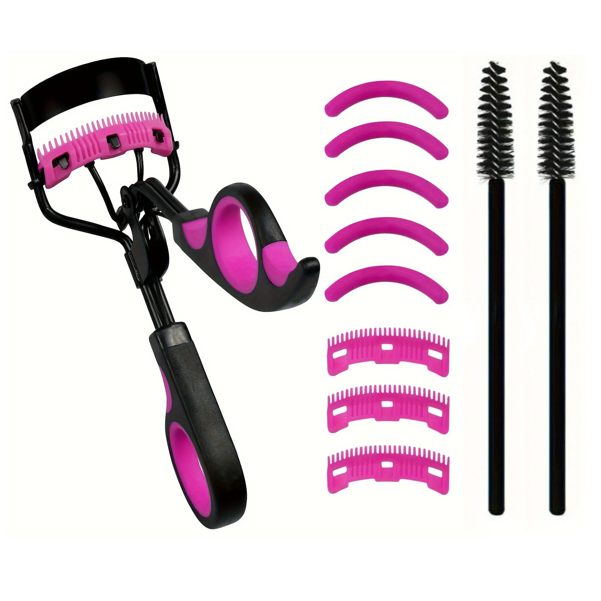 Eye Makeup Kit Eyelash Curler Applicator Tweezers Scissors in Black Rose Gold Rainbow Color