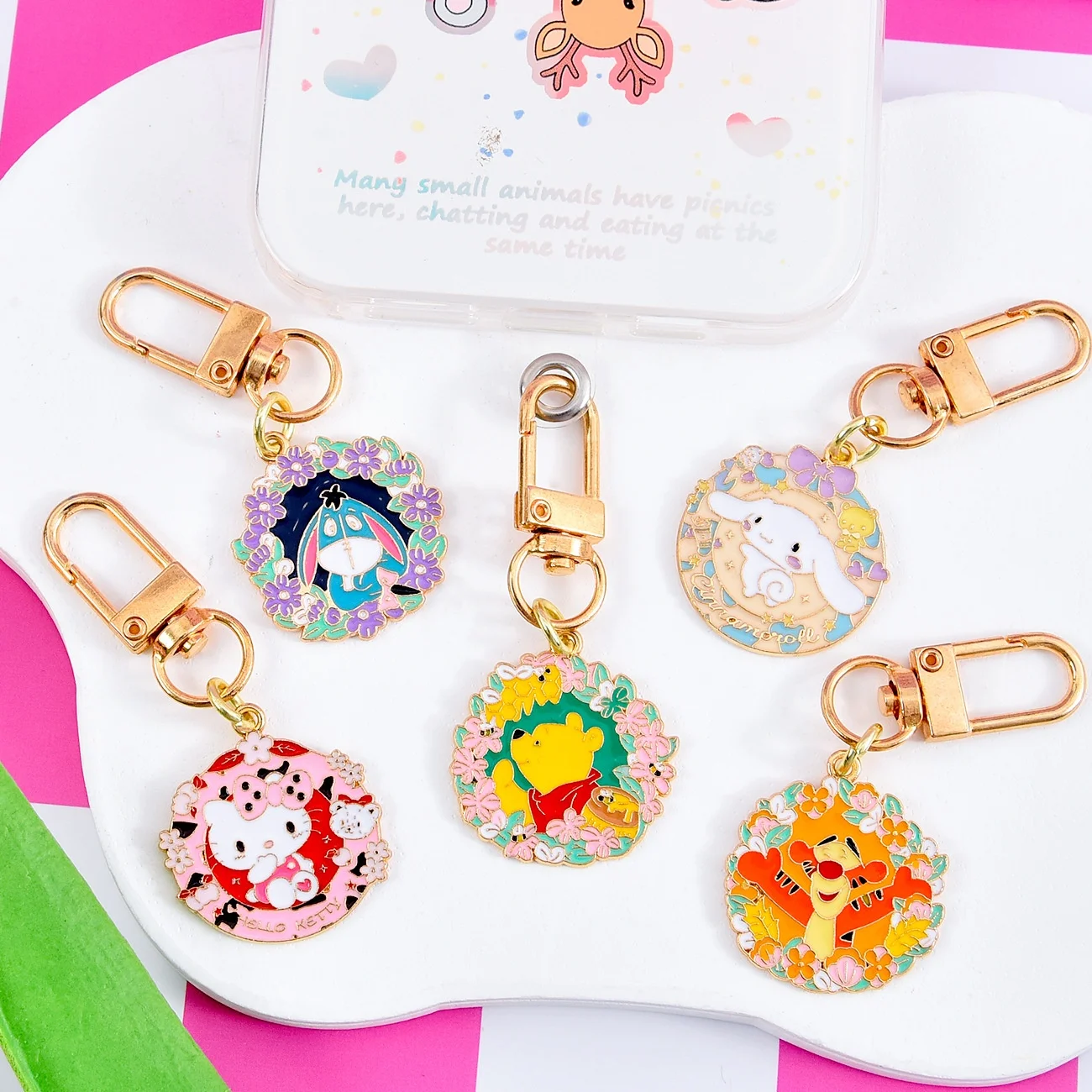 Cartoon Winnie Bear Metal Pendant Kulomi Iron Key Chain Accessory for Girls Schoolbag Ornaments and Gift for Friends