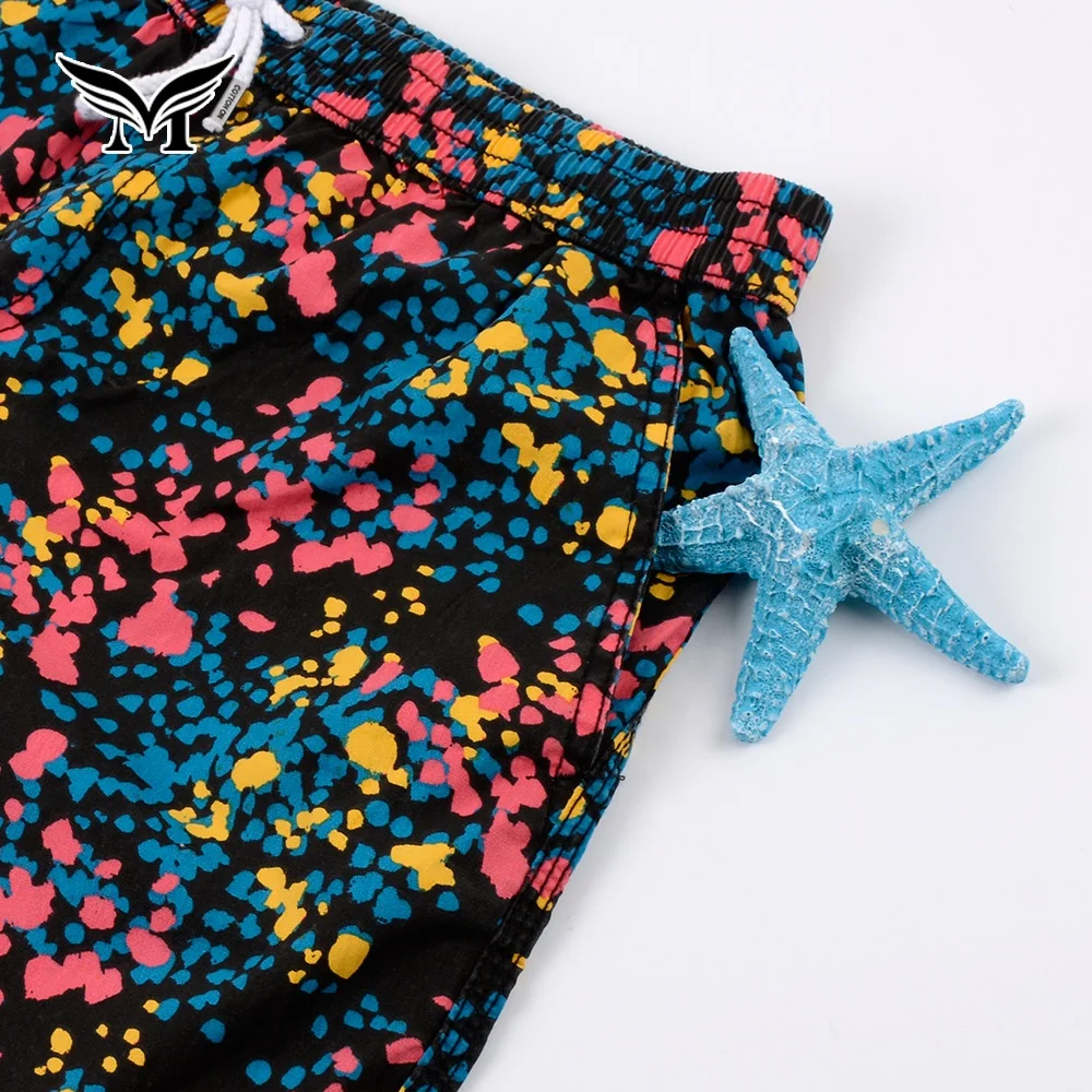 Latest design popular casual cotton floral printed hawaiian swimwear men beach shorts