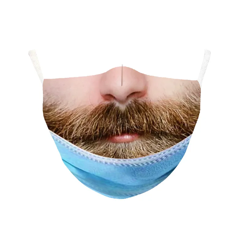 Women Men Funny Smile Face Maskes Washable Mouth Maskes Cute Simulation Printed Face Masks For Party Decoration