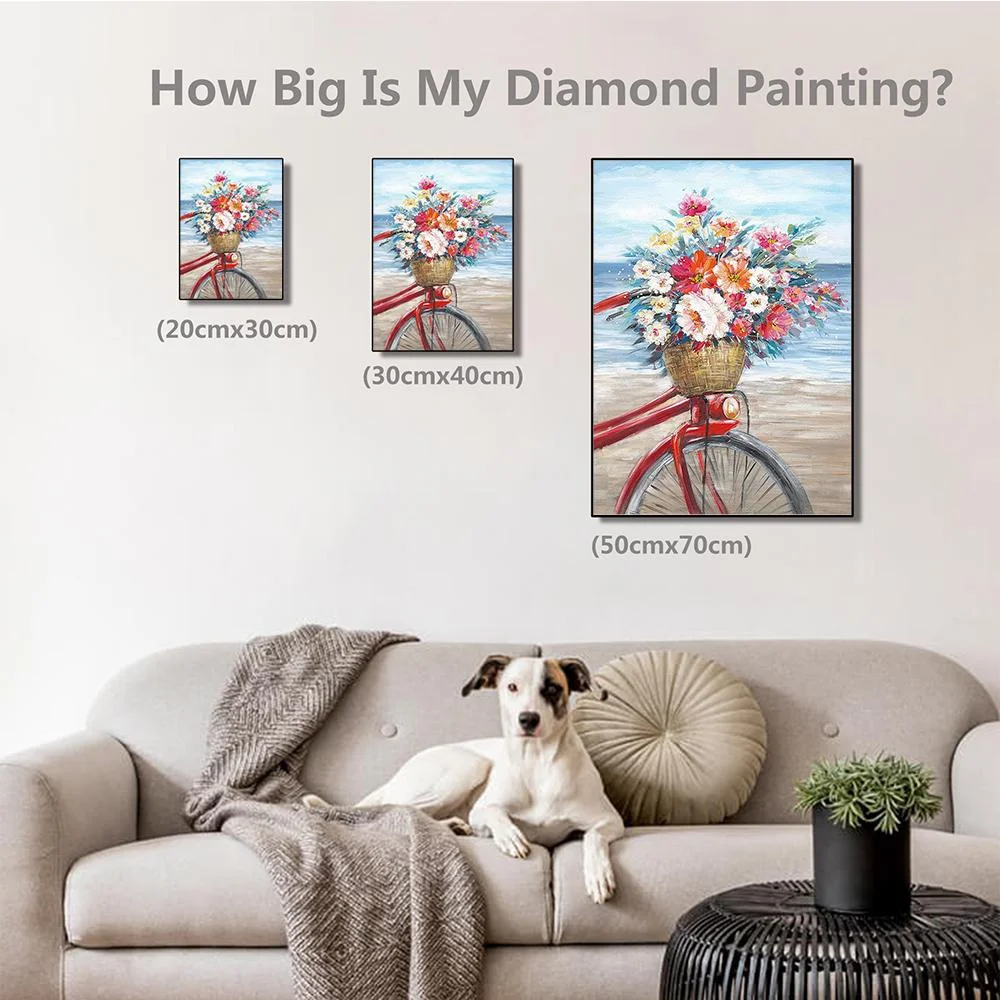 FIYO Flower Bicycle DIY 5D Diamond Painting Full Drill Kits Home and Kitchen Fashion Crystal Rhinestone Cross Stitch