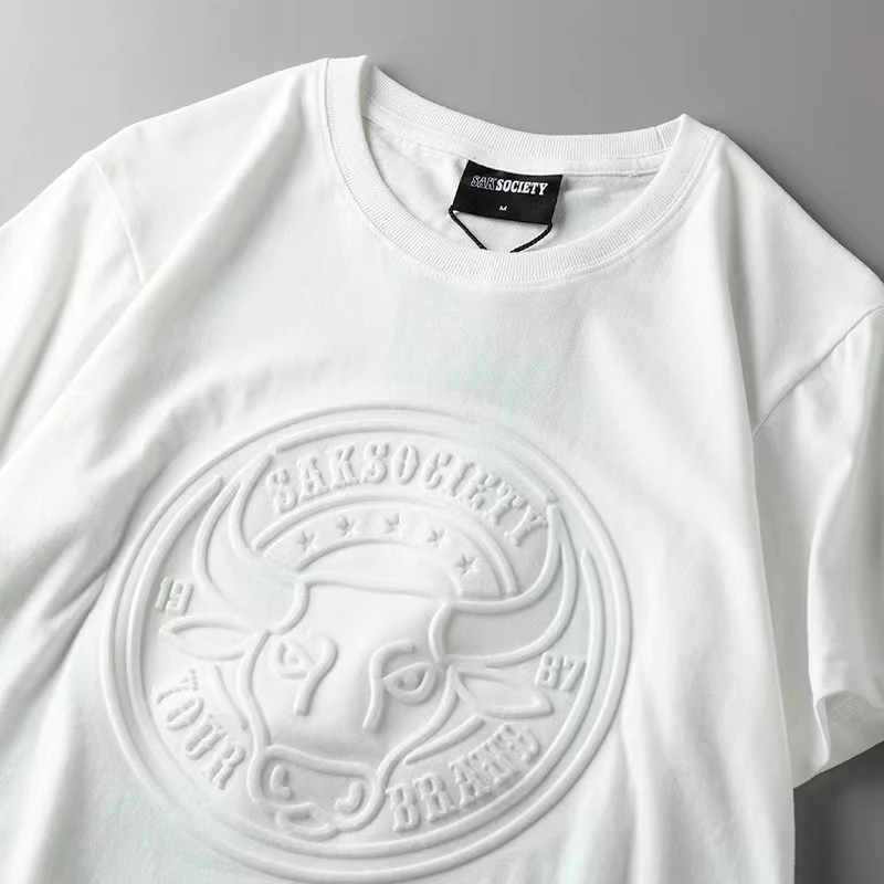 High-quality cotton stereoscopic silicone embossed concave convex tee Custom 3D embossed all over embossed t shirt