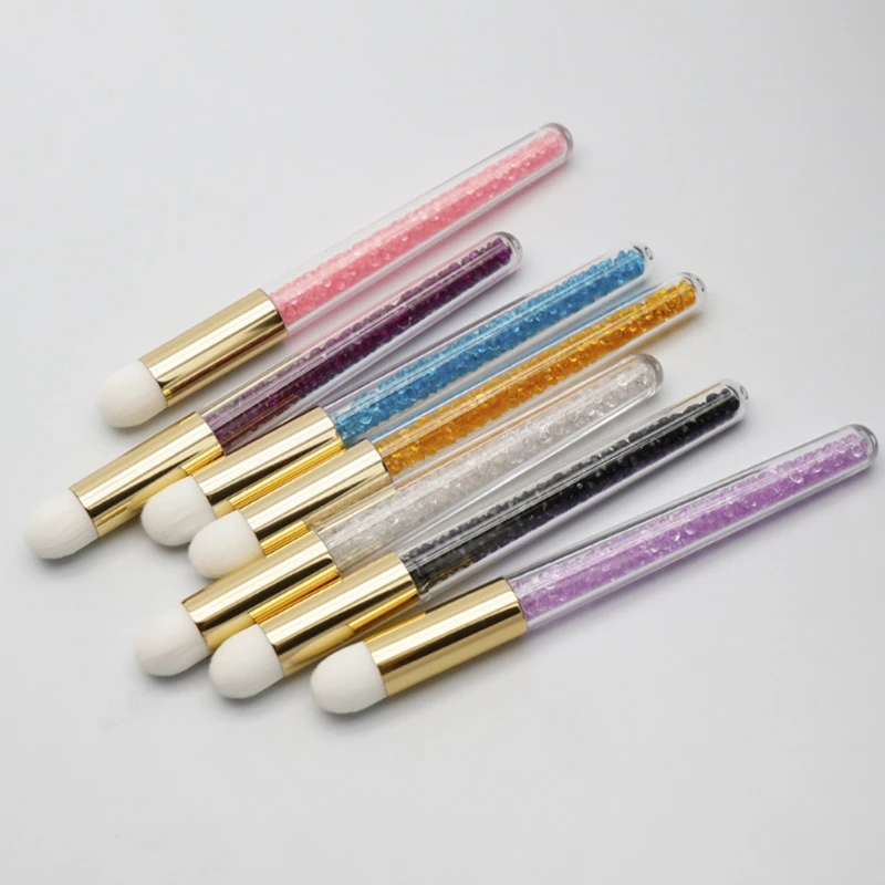 Green Blue Black Crystal Diamond Eyelash Extension Clean Brush Blugreen Glitter Bling Handle Makeup Brushes With Gemstone