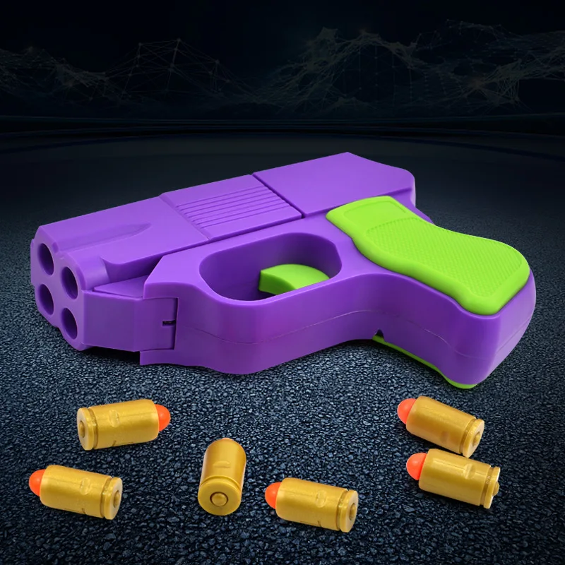 Manual Soft Gun with One Click Mechanical Double-shot Children's Toy Gun Plastic Opp Bag Unisex ABS
