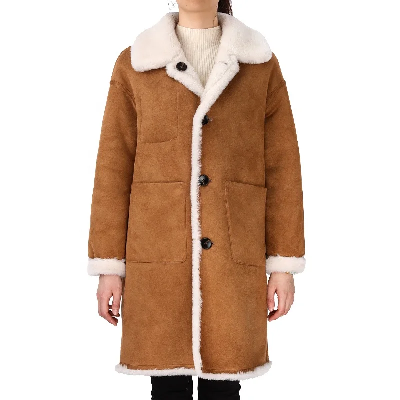 Ladies  Winter X-long Thicken Suede&Wool Coat
