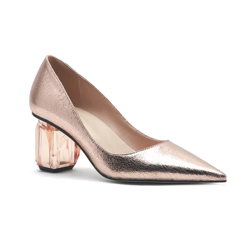 
Wholesale Price 6CM Crystal High Heels Women Stiletto Pointed Folds Material Ladies Pumps Shoes 