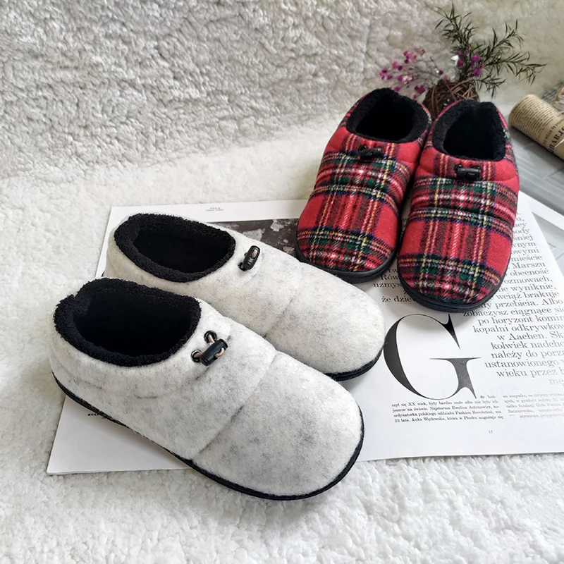 2022 New black and red plaid fashion atmosphere ladies home leisure warm lovers cotton slippers