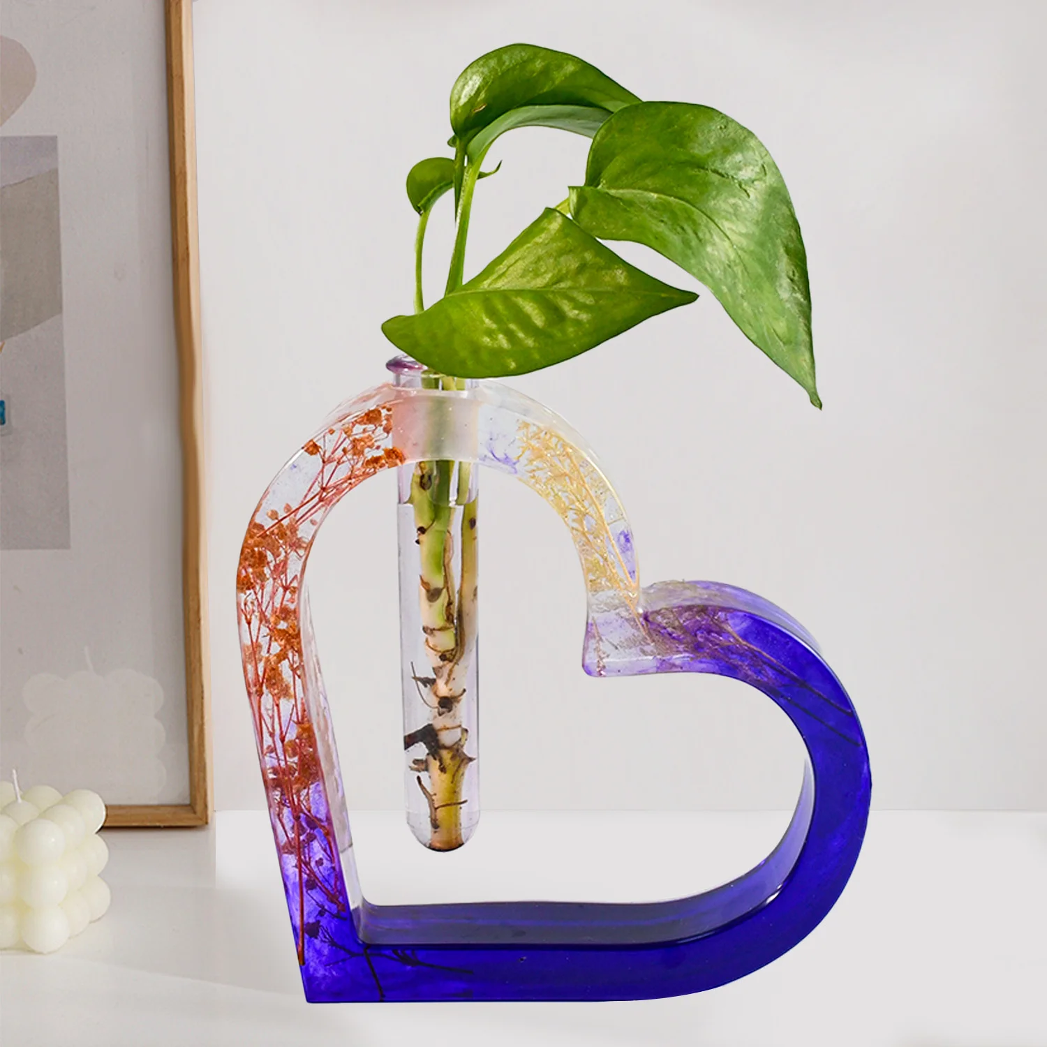 DLR1357 factory custom wholesale high lens surface epoxy crystal vases hydroponic plants with test tube silicone molds