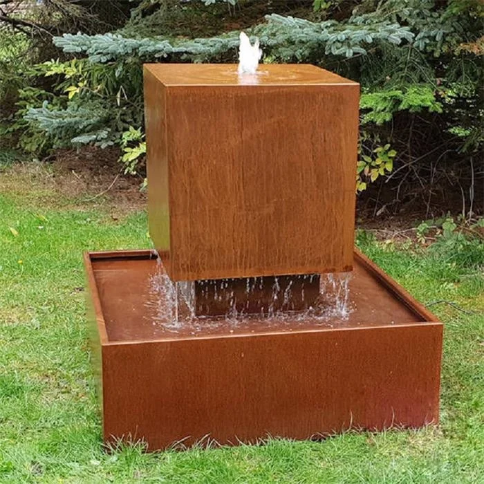 Modern Outdoor Garden Ornament Corten Metal Waterfall Water Fountain