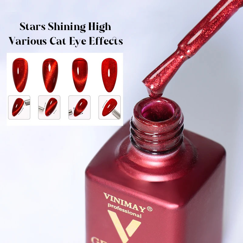 VINIMAY Christmas New Year Premiere Ruby Red Cat Eye Gel Polish Set Gel Nail Polish Set Cat Eye Gel Color Set