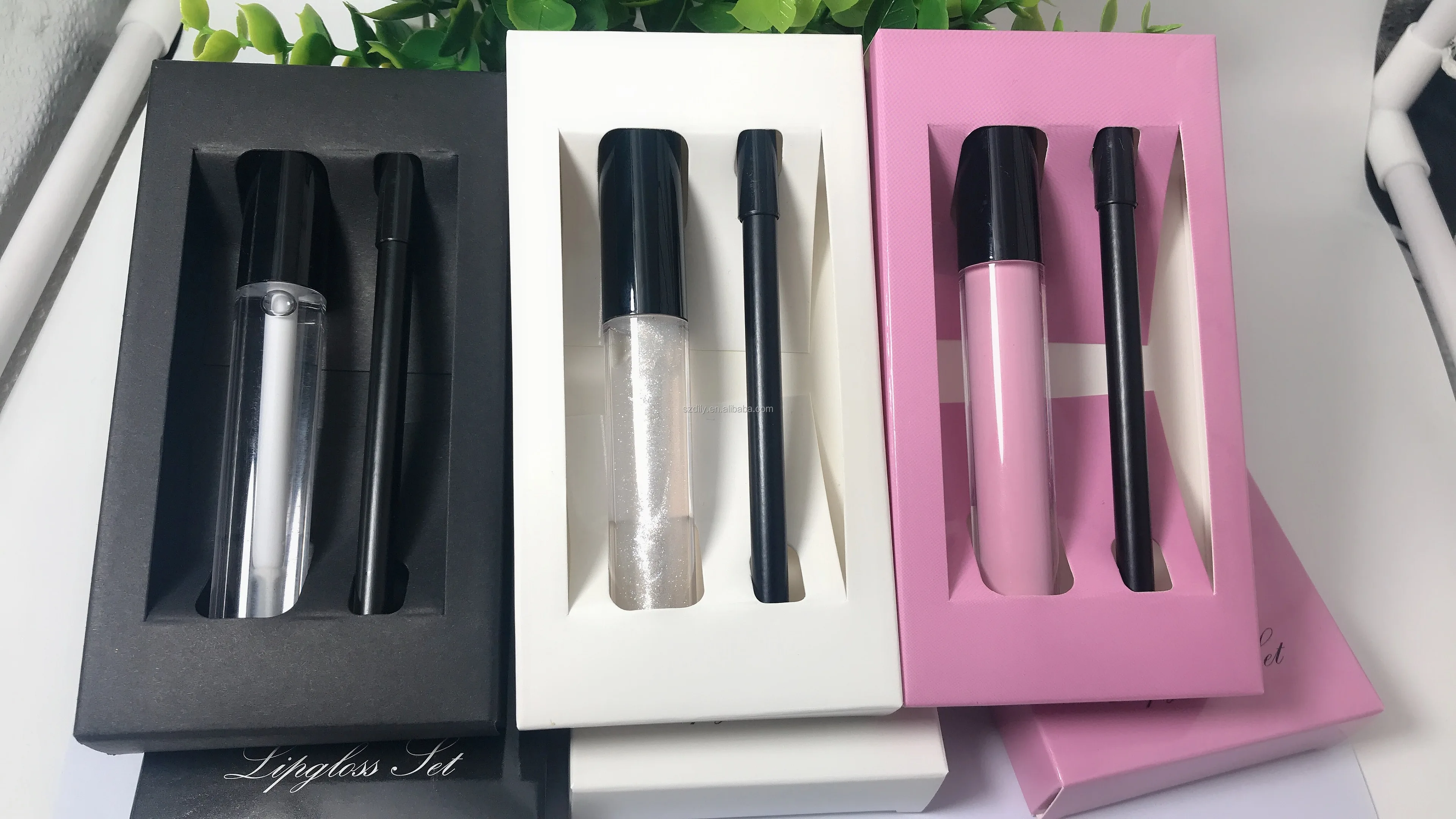 custom logo gift makeup lipgloss set private label and liner sets