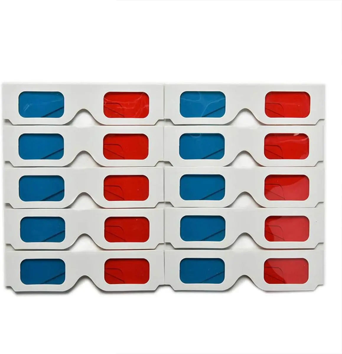 Foldable White Frame Anaglyph Cardboard 3D Paper Glasses Red blue and Cyan Lens for Movies