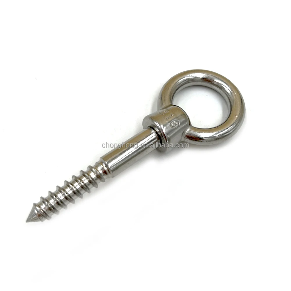 Stainless Steel Eye Bolt Screw with Wood Thread Eye Screw Hook Stainless 316