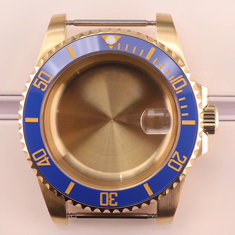 High Waterproof Level Divers Gold Watch Case Blue Bezel Parts for SEIKO NH35 Nh36 Eta 2824 Miyota 8215 Movement Case Accessory