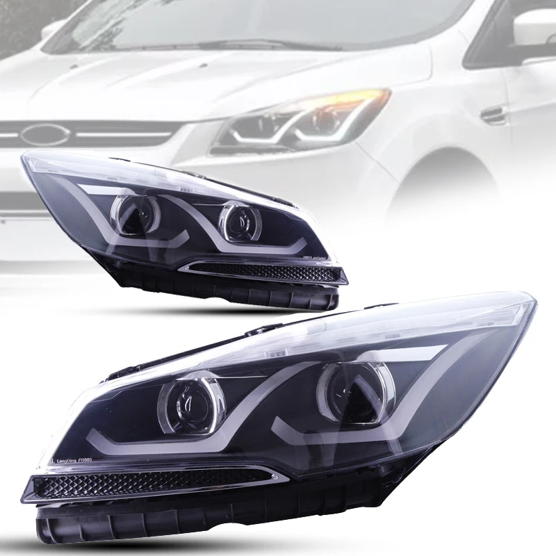 LED Headlight DRL Hid Head Lamp Angel Eye Bi Xenon Beam Accessories For FORD KUGA Escape 2014-2016