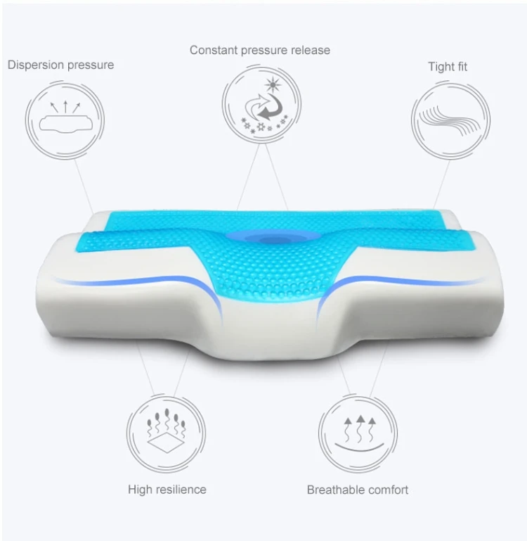 Luxury Comfort Summer Silicone Ice Visco Memory Foam Cool Ice Gel Cooling Pillow