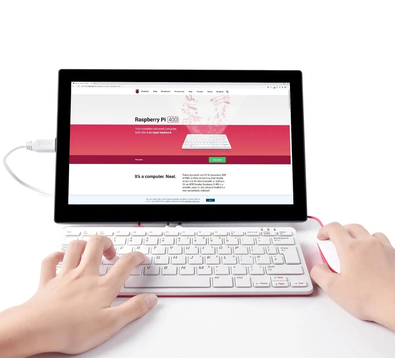 Waveshare Raspberry Pi 400 Kit With 13.3inch  Touch Display Powerful Neat Mini Computer US Keyboard Kit