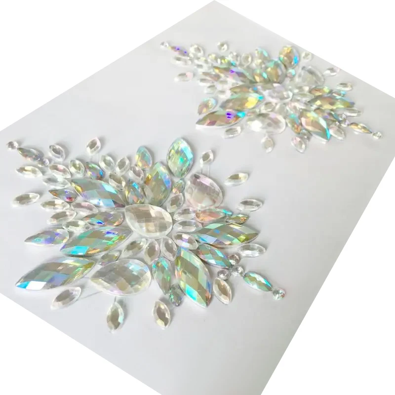 Sexy Chest Jewels Temporary Tattoo Sticker 3D Stage Rhinestone Flash Tattoo Adhesive Face Jewel Chest Gem Body Paint
