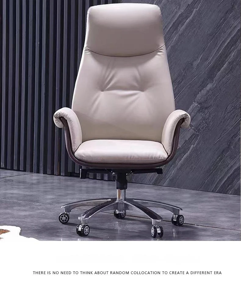 Modern Simple Lift Home Study Leather Black Boss Chair Office High Back Swivel Office Chair