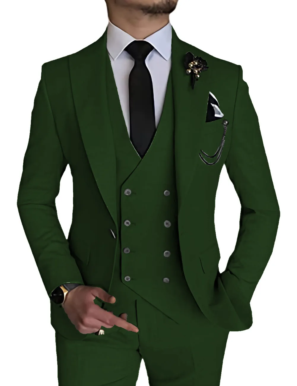 High Quality Italian Custom Business Slim Fit 3 Pieces Suits Tuxedos Groomsmen Blazer Vest Dress Pant Wedding Suit For Men