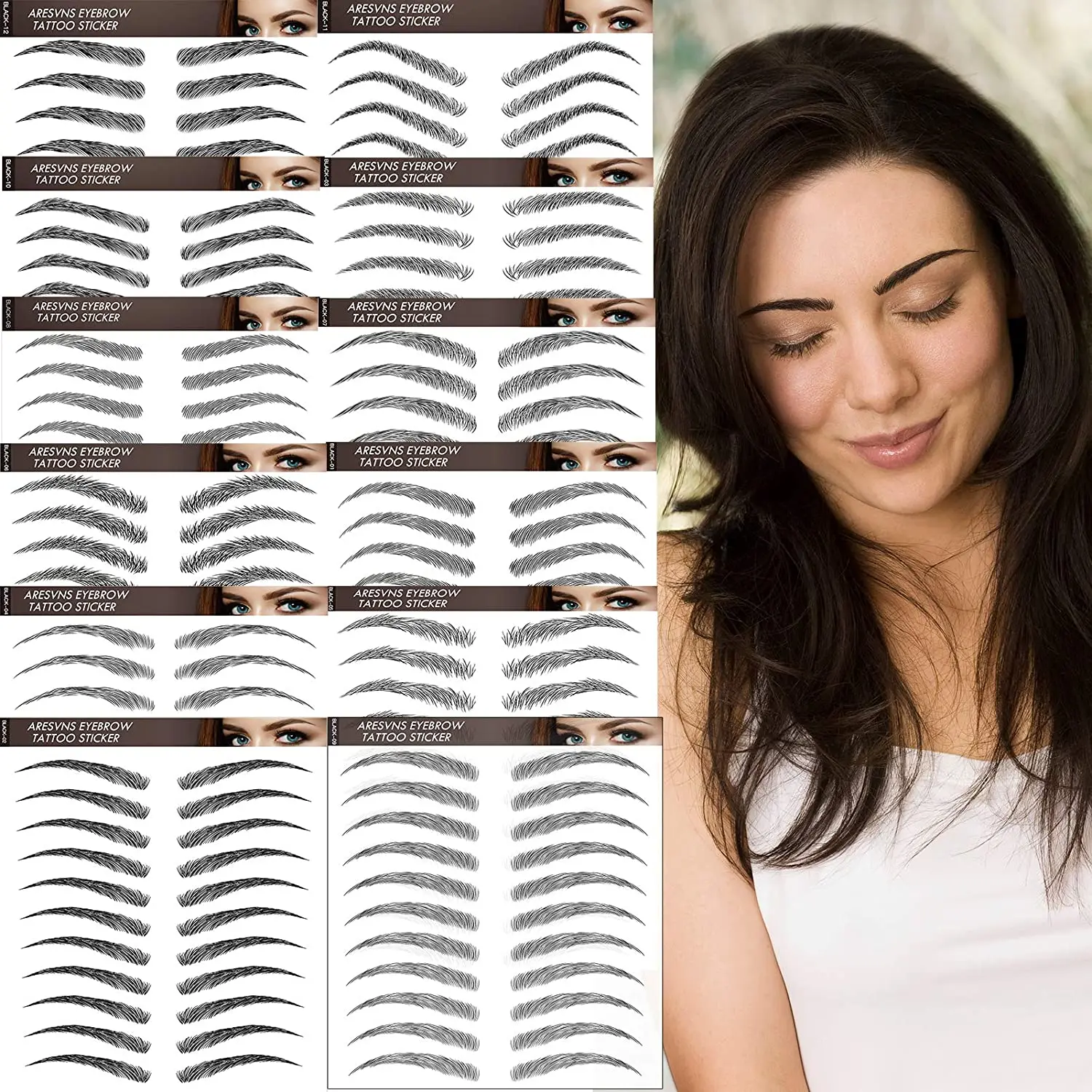 Тату-наклейки для бровей 6D подлинные водостойкие наклейки удаляются придают формы