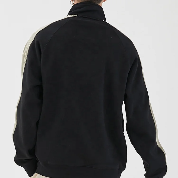 wholesale custom logo pockets design heavy weight hoodies zip fly crew neck men patchwork reflective corduroy sweatshirt