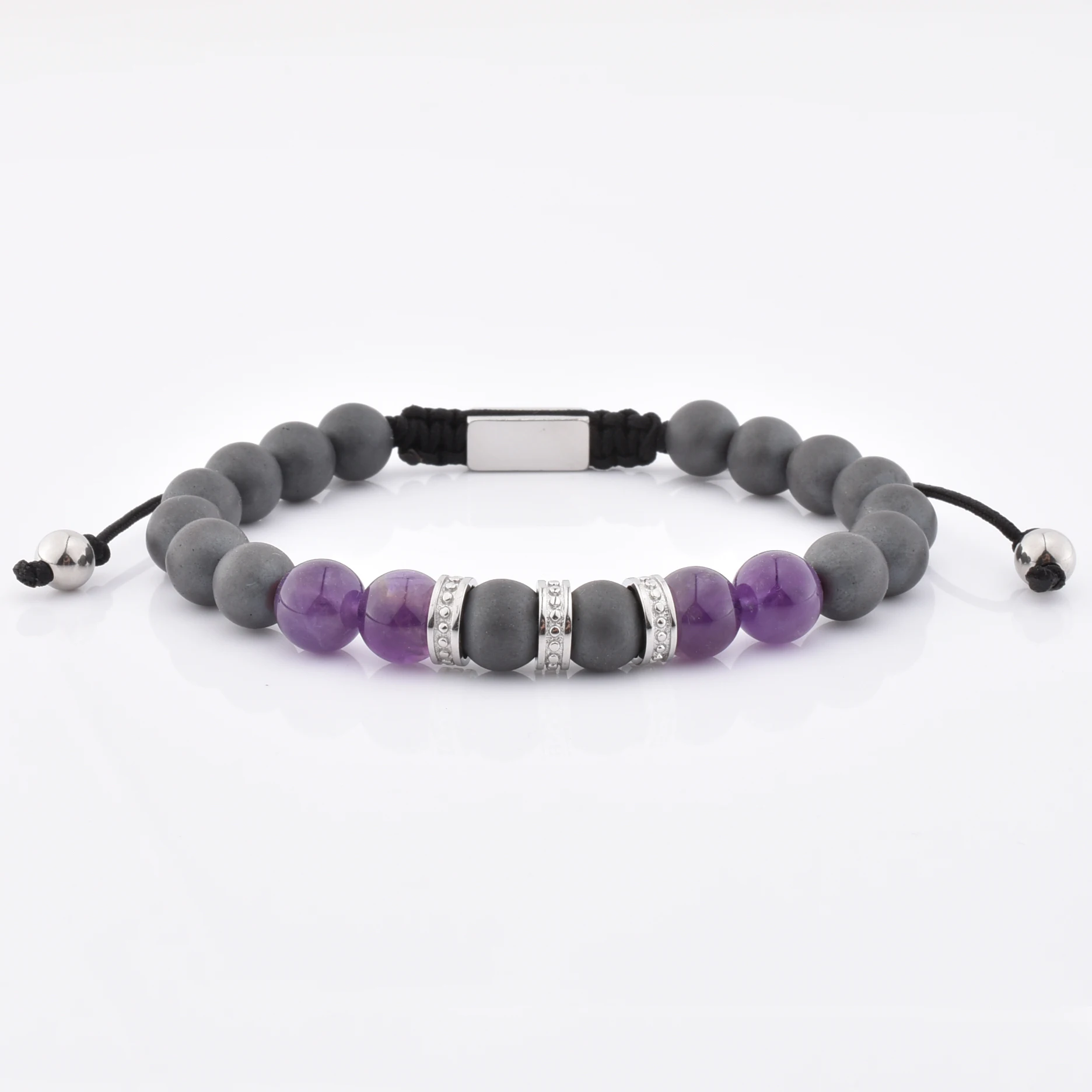 Wholesale Custom White Gemstone Beads Green Alexandrite Stone Braided Adjustable Natural Stone Bracelet