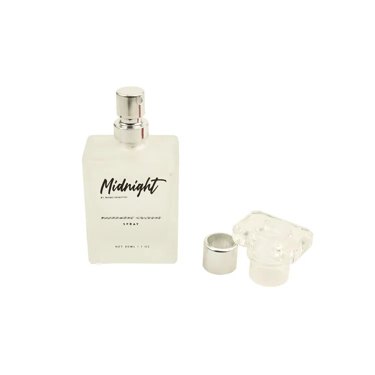 Luxury empty flat  square transparent perfume atomizer mist 30ml 50ml 100ml glass perfume spray bottle