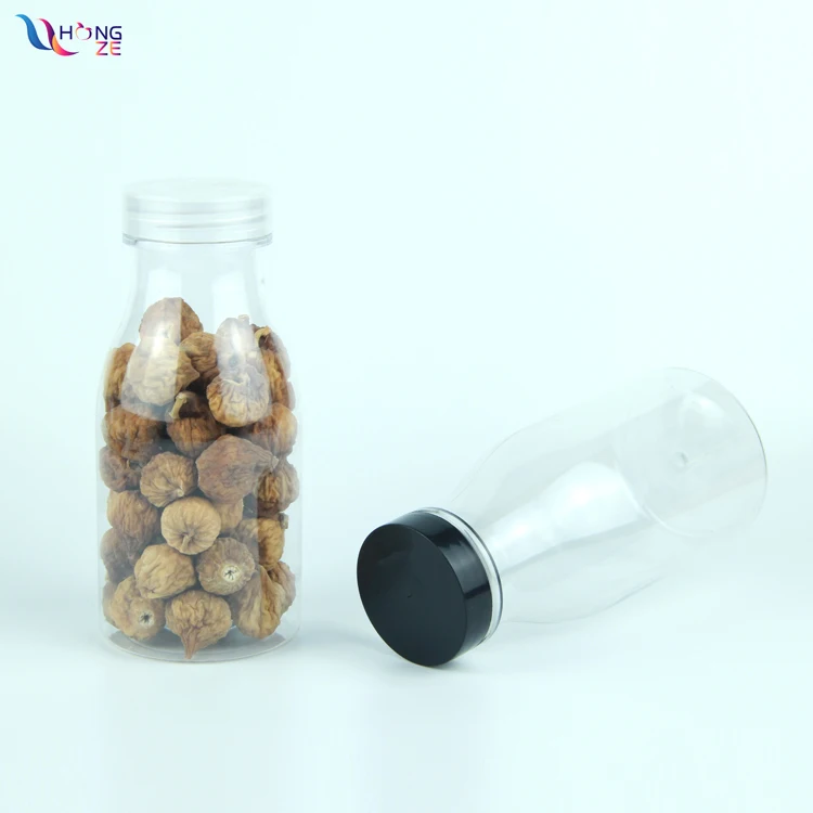 
Cheap price 300ml 10 oz Clear empty Food Grade Pet Plastic Chocolate Candies Dried Fruit jars for nuts With lid 