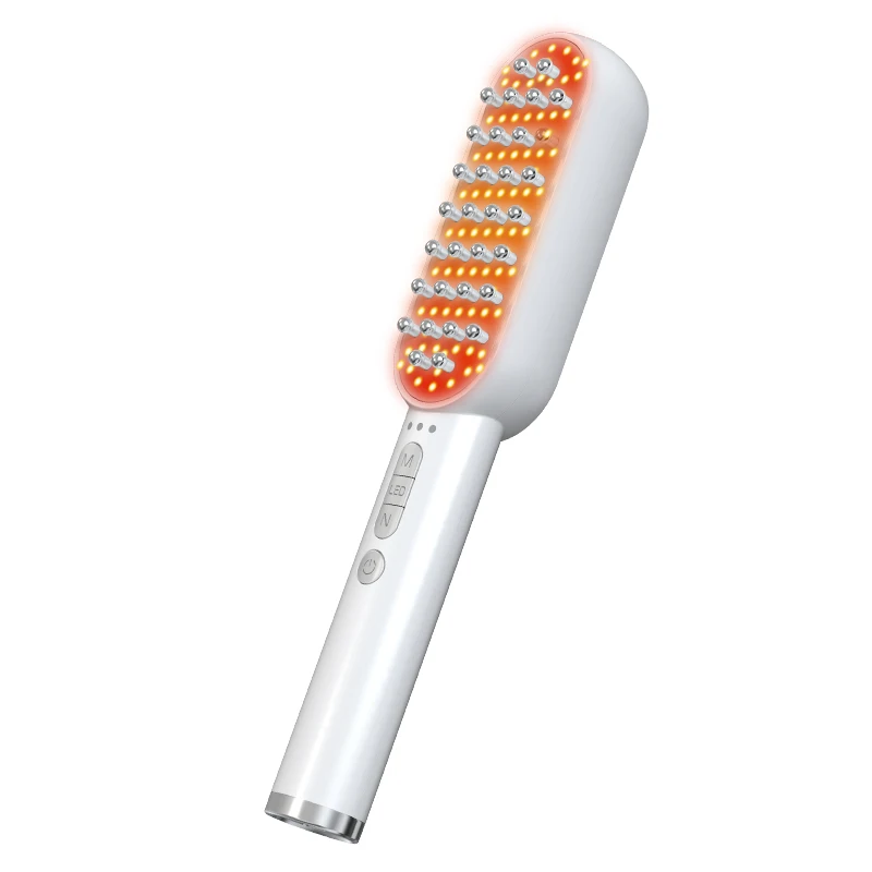 High-End Rechargeable Electric Hair Comb 4 Colors LED Light Therapy EMS Ion RF for Enhanced Hair Growth and Styling