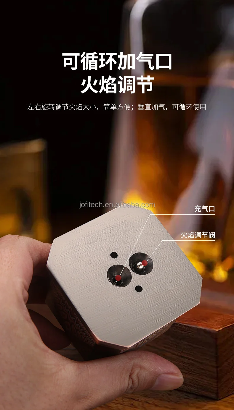 Metal Windproof Cigar Lighter 4 Jets Red Flame Torch Cigarette Tobacco Cigar Lighter With Gift Box For Home Cigar Store