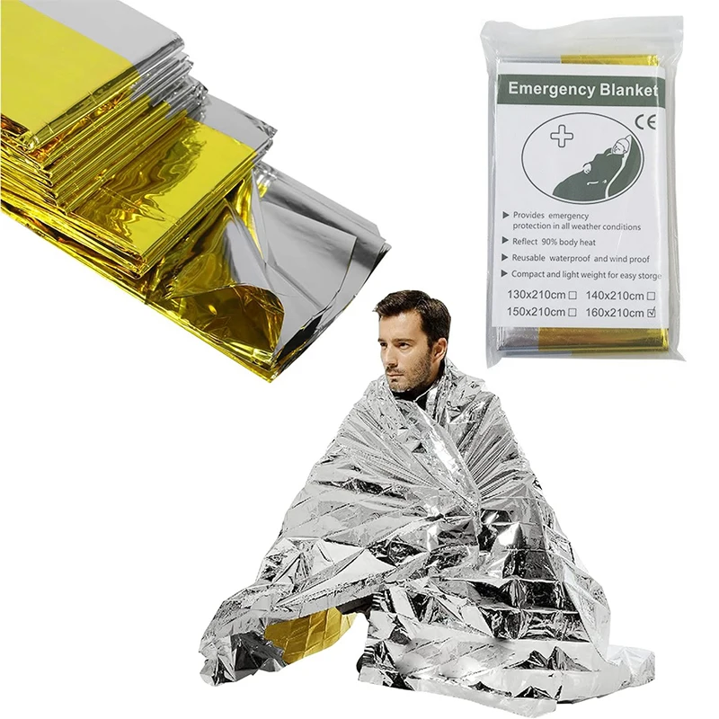 YUEMAI Portable Lightweight Anti-stretch Warmth Outdoor Waterproof Reflective Emergency Tactical Survival First Aid Blanket