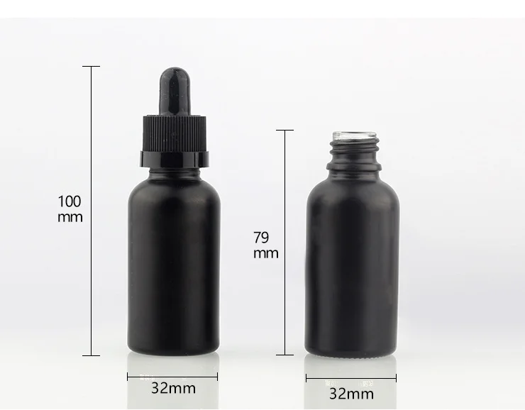 
30ml 1oz matte black frosted glass serum dropper bottle essential oil bottles with paper tube packaging 